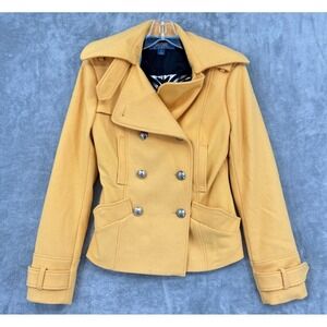 Anthropologie Millard Fillmore Pea Coat Womens Small Wool Fitted City Nautical